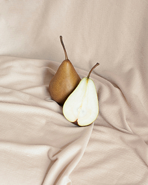 a halved pear