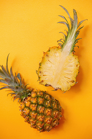 a halved pineapple