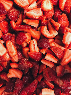several halved strawberries
