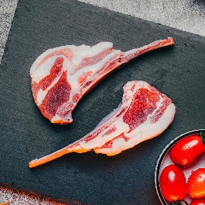 two raw lamb chops