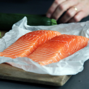 two salmon filets on butcher's paper
