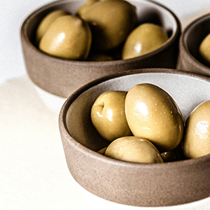 several small dishes of olives
